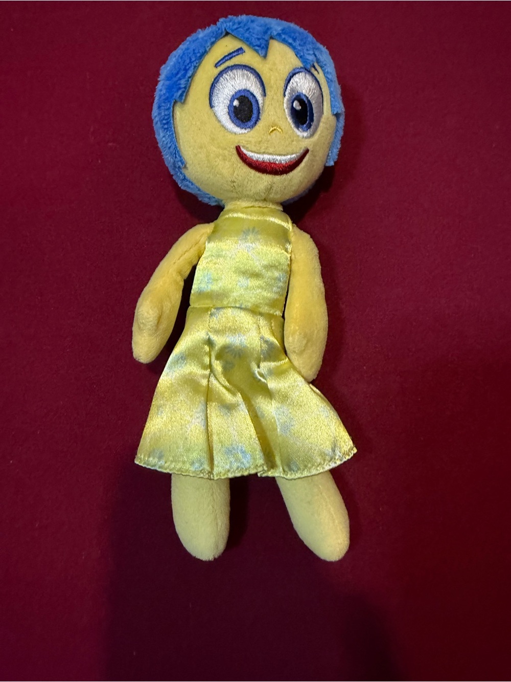 Disney Pixar Inside Out Joy Plush Doll Yellow Blue Hair Stuffed Character Toy